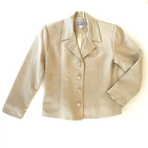 Quality Vintage Australia Designer Geoff Bade Gold Evening Blazer Jacket Size 10 - Picture 1 of 10