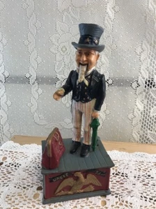 Vintage UNCLE SAM Mechanical Eagle Cast Iron Bank - Bild 1 von 12