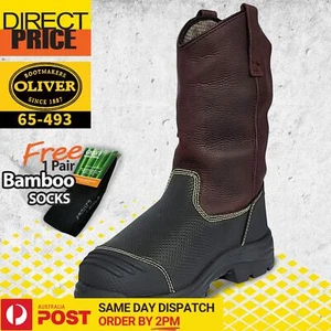 Oliver Work Boots 65493 240mm Steel Toe Safety Pull On Riggers Waterproof Brown - Picture 1 of 11