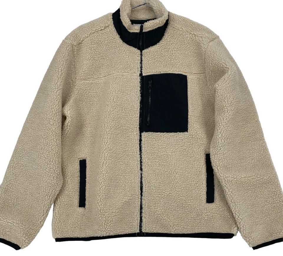 Grizzly Men's Sherpa Jacket Size Extra Large Oatmeal w/Black Trim New — 第 1/4 张图片