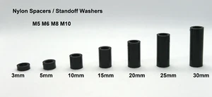 Nylon Abstandshalter/Abstandsscheiben M5 M6 M8 M10 Höhe 3-30 mm ohne Gewinde 4er-Pack - Bild 1 von 15