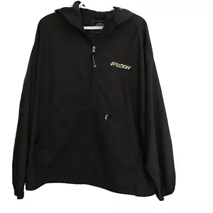 Charles River Mens L Windbreaker Jacket Fuzion Tire Logo Black Hooded 1/4 Zip - Picture 1 of 5