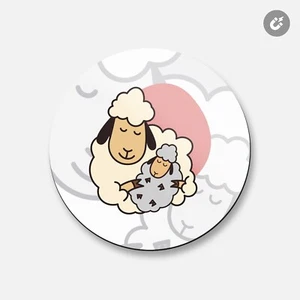 Sheep Mother With Lamb Animal | 4'' X 4'' Round Decorative Magnet - Picture 1 of 2