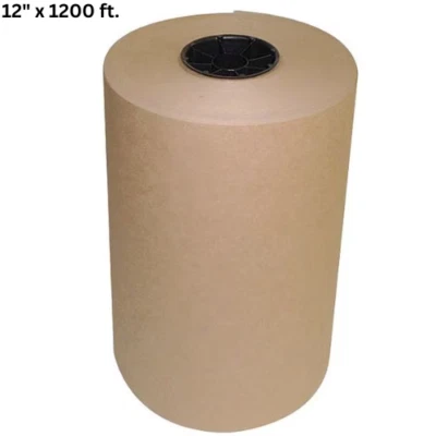 12" x 1200 ft Brown Kraft Paper 30 lb Basis Weight Roll Packaging Shipping - Image 1 of 4