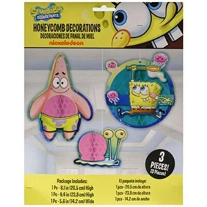 SPONGEBOB SQUAREPANTS 3 PIECE PARTY DECORATION HONEYCOMB HANGING CHARACTERS NEW - Picture 1 of 1