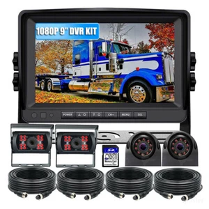 9" Quad Monitor DVR Recorder 4x Side Rear View Backup Camera For Motorhome Truck - Picture 1 of 12
