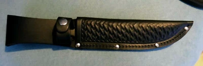 MARKENLOS Schwarze Leder Scheide für feststehende Messer bis 11cm Klinge Gürteletui Bowie