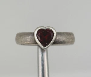 ANILLO CORAZÓN Vintage PB PAUL BRACKNA Plata Esterlina Rubí Rojo Piedras Preciosas Talla 8 ** - Imagen 1 de 8