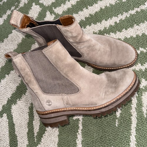 Stivali Timberland donna 8W Courmayeur Valley Chelsea beige pelle pull on A1RRK