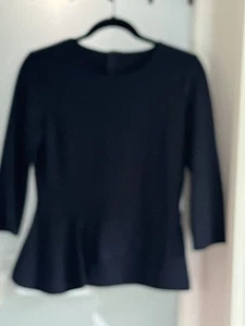 St John Knits  Peplum Navy blue Knit Top Size 4 Pre~Owned - Picture 1 of 6