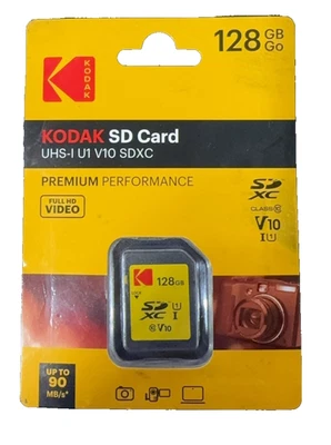 Kodak 128GB UHS-I U1 V10 SDXC SD Card Up To 90 MB/s - Image 1 of 3