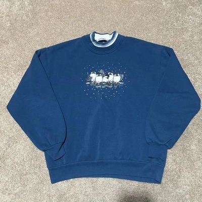 Sudadera De Colección Morning Sun Para Mujer Grande Azul Pájaro Gráfico Hecha en EE. UU. Años 90 Foto 1 de 4