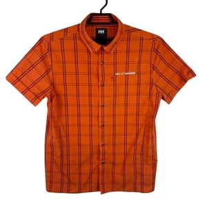 Helly Hansen Ekolab Men's M Button Up SS Shirt orange Plaid - Picture 1 of 14