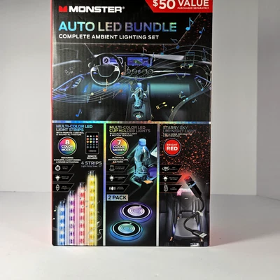 Monster Auto LED Paquete Completo Kit de Iluminación Ambiental Conjunto para Coche - ¡Valor de $50! Foto 1 de 4