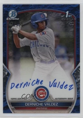 2023 Bowman Chrome Blue Lunar Crater Refractor /150 Derniche Valdez Auto - Image 1 of 3