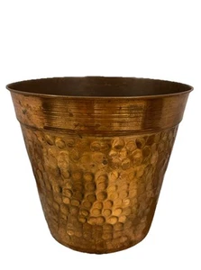 Vintage Copper Hammered Flower Pot Vase Storage Bin Made In Turkey 6.5 Inches - Picture 1 of 10