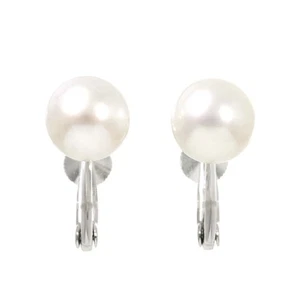 MIKIMOTO Akoya Perla 8.4mm Pendientes Clip en 18K WG 750 90270297 - Imagen 1 de 6