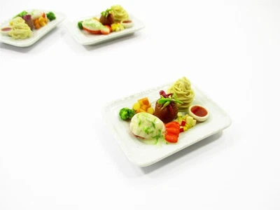 1:6 Dollhouse Miniature Food Seafood Lobster Steak With Spaghetti 14717 - Image 1 of 4