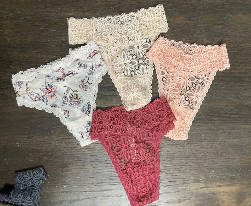 Victoria’s Secret Women’s Sexy Lace Thong Panties Pack of 4 Multicolor Size L NW - Image 1 of 3