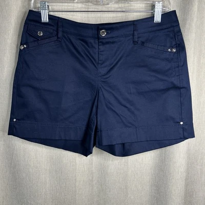 White House Black Market - Navy Blue w/Bling Dressy Chino Shorts Size 2 - Image 1 of 4
