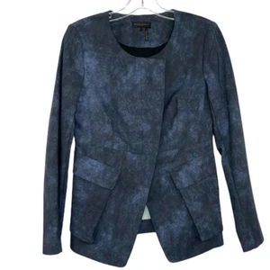 Blazer Donna Karan New York Azul Parche Asimétrico Solapa Cremallera Para Mujer Talla 4 Nuevo Con Etiquetas - Imagen 1 de 12