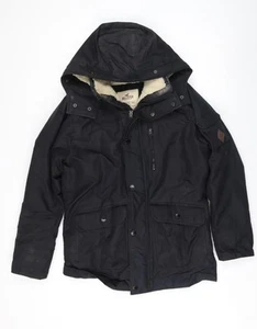 Hollister Men's Black Parka Jacket S Hooded - Picture 1 of 12