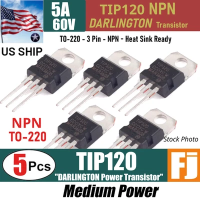 5x TIP120 Darlington Bipolar Power Transistor NPN 60V 5A TO-220 | US Ship - Image 1 of 4