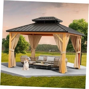 10x12ft Double Roof Hardtop Gazebo, Heavy Duty Galvanised Steel Hardtop - Picture 1 of 7