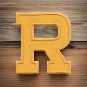 1 3/4" x 2" Yellow Monogram Block letter R Embroidery Patch - Picture 1 of 4