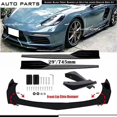 Front Bumper Lip Splitter Lower Spoiler For Porsche 718 Boxster Cayman 16- Gloss - Imagem 1 de 4