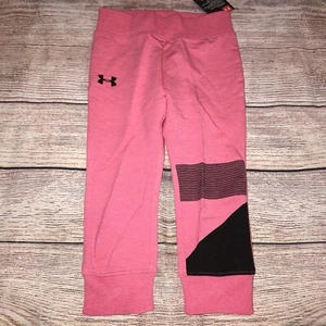 Under Armour Size 5 Pink Black Crop Jogger Capris NEW  - Picture 1 of 1