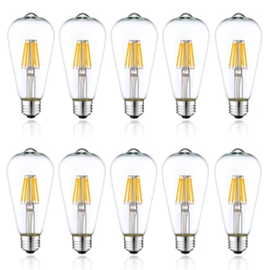 10PCS E27 LED Bulb Filament ST64 Vintage Edison Lamp 220V 6VLighting Warm White - Picture 1 of 4
