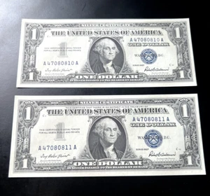 Consecutive $1 blue seal notes - Picture 1 of 2