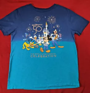 Disney Shirt Medium Blue Walt Disney World 50th Anniversary - Picture 1 of 9