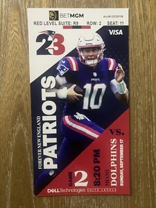 De’Von Achane NFL Debut Full Ticket 9/17/2023 Miami Dolphins @ Patriots - Picture 1 of 2