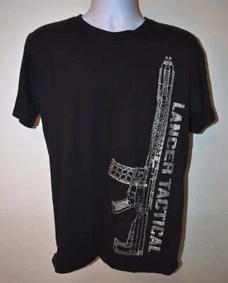 LANCER TACTICAL M4 RIFLE AIRSOFT BLACK SHORT SLEEVE SHIRT SIZE XL - Image 1 of 4