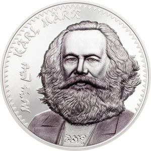 1000 Togrog Karl Marx Mongolia 1 oz plata PP 2019 - Imagen 1 de 5