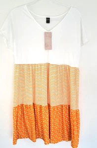 NWT Summer Dress Size Small Polka Dots Stripes V-Neck Short Sleeve Emery Rose - Picture 1 of 7