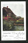 Sylt, Teichpartie mit Sicht auf ein Friesenhaus, Ansichtskarte 1904