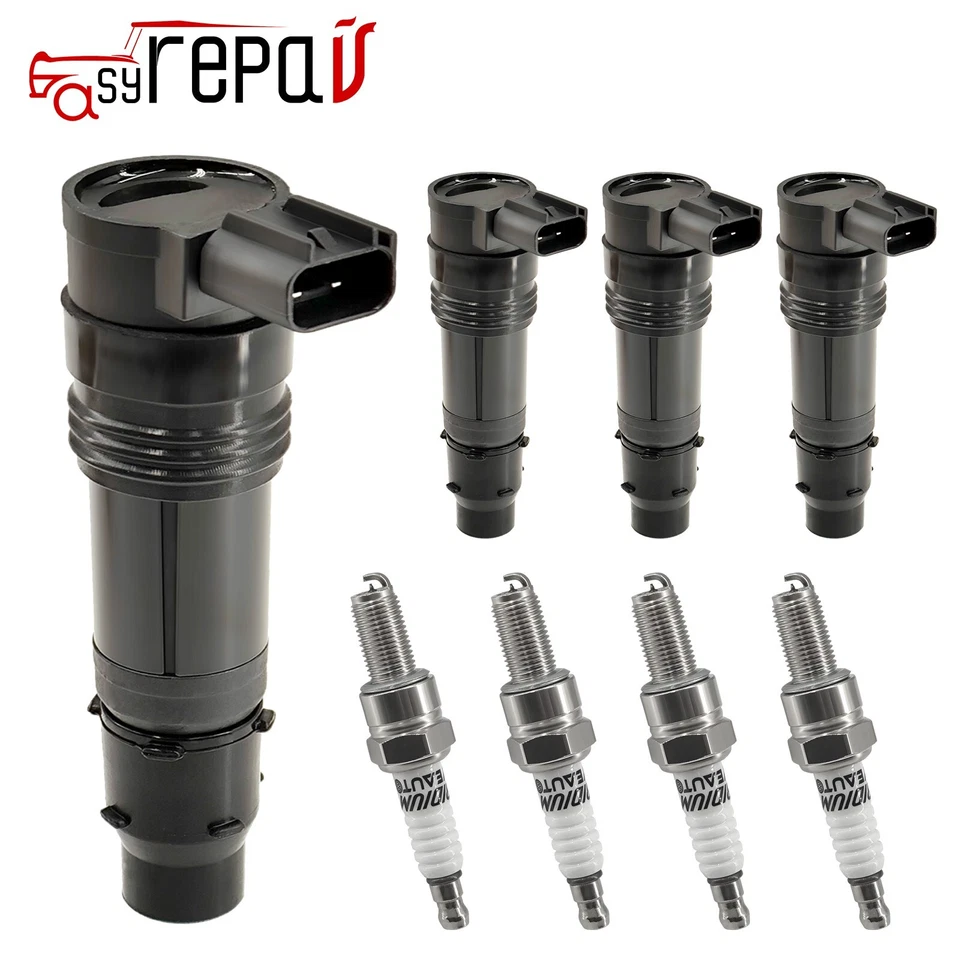 4X Ignition Coil + Spark Plugs for Kawasaki Ninja 1000 650 650R ZX12R ZX9R - Image 1 of 4