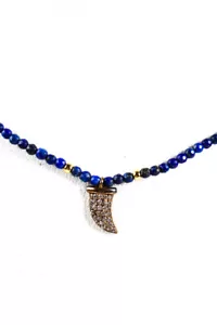 Felix Z Womens Sterling Silver Gold Plated Lapis Lazuli Pendant Necklace 14.5" - Picture 1 of 9