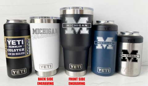 Michigan Wolverines YETI Laser Engraved 20 or 30 oz Tumblers and Colsters Cover