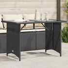 Garden Table with Glass Top Outdoor Dining Black Poly Rattan vidaXL