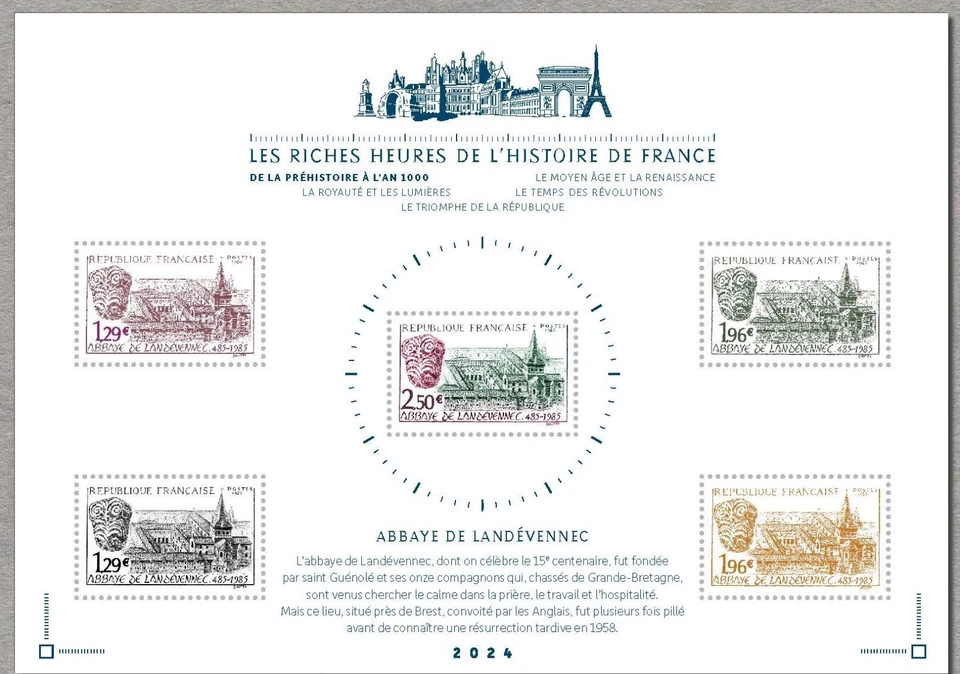 France 2024 abbey LANDEVENNEC Benedictine monastic Brittany cornwall ms5v mnh - Image 1 of 1