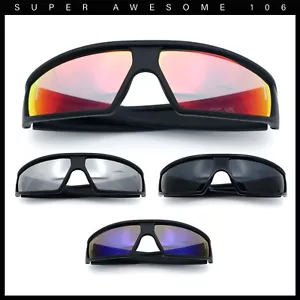 80s Robotic Sci-fi Futurism Narrow Rectangle Wrap Around Plastic Sunglasses - Picture 1 of 27