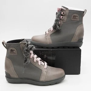 Sorel Women Size 7.5 Evie II NW Lace Quarry Grill Waterproof Wedge Booties Boots - Picture 1 of 9