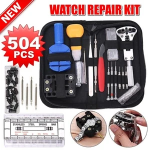 Watch Repair Tool Kit 504Pcs Watchmaker Back Case Opener Spring Pin Bars Remover - Picture 1 of 16