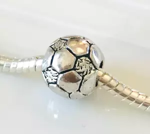 QUALITY Antique Silver SOCCER FOOTBALL EUROPEAN Bead Charm Sports - Picture 1 of 3