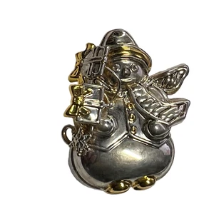 Vintage Best Snowman Brooch Gold Silver Tone Christmas Winter Holiday Pin - Imagen 1 de 9