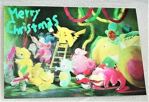 Vintage Pokemon 3D Lintikular Frohe Weihnachten Karte Neu aus altem Lagerbestand Tasche 2000er Jahre Japanisch - Bild 1 von 4